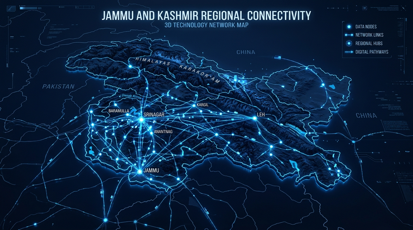 Jammu & Kashmir 20 Districts Regional Connectivity Map